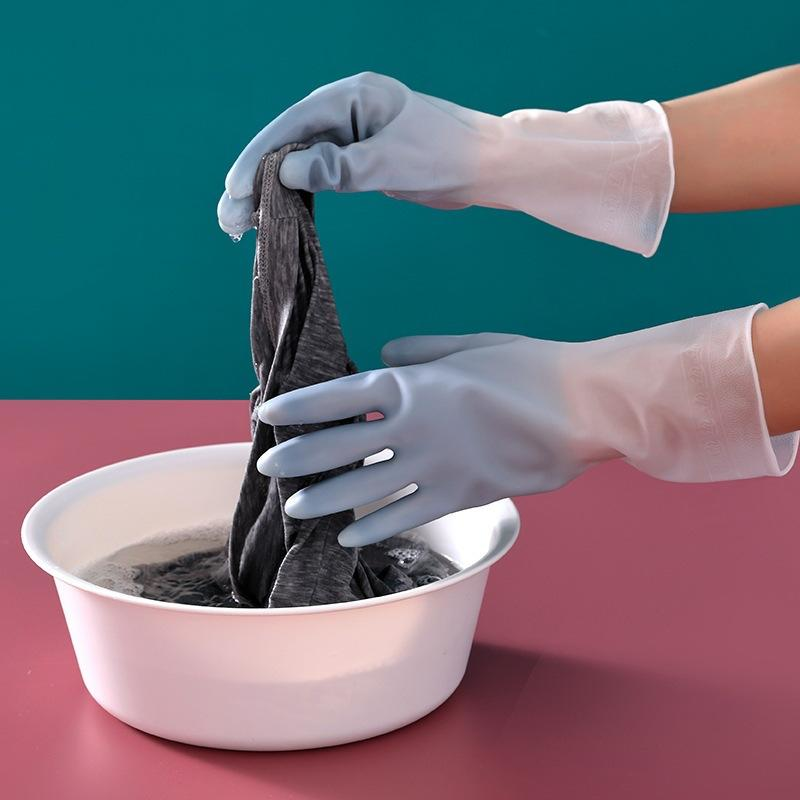 家务洗碗手套塑胶渐变色防水薄款手套