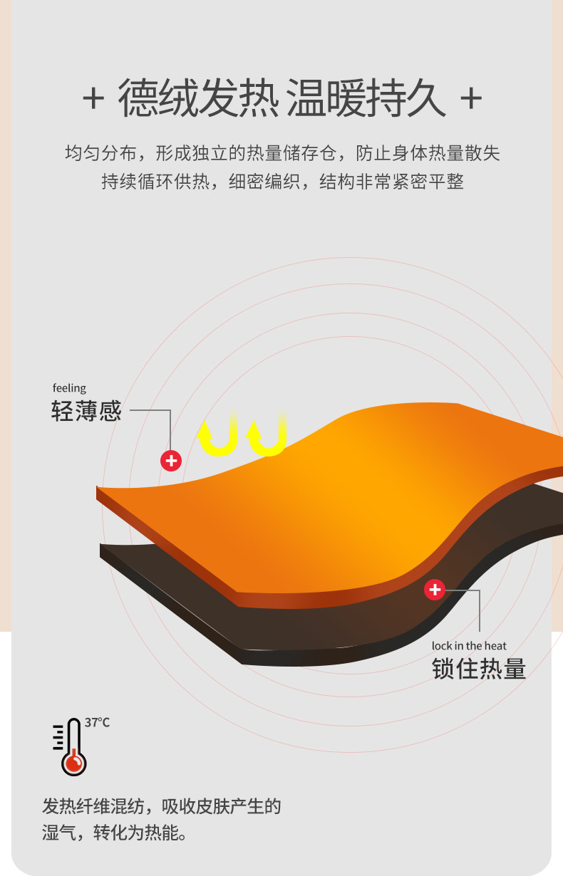 纤丝鸟 蚕丝德绒高科技自发热女士无痕保暖套装F8008+F8009