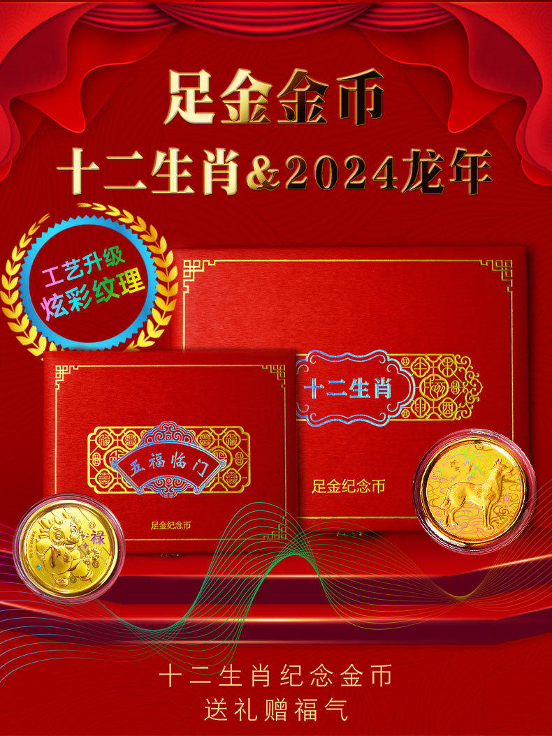 【珍藏】2024龙年贺岁金币十二生肖纪念币礼品