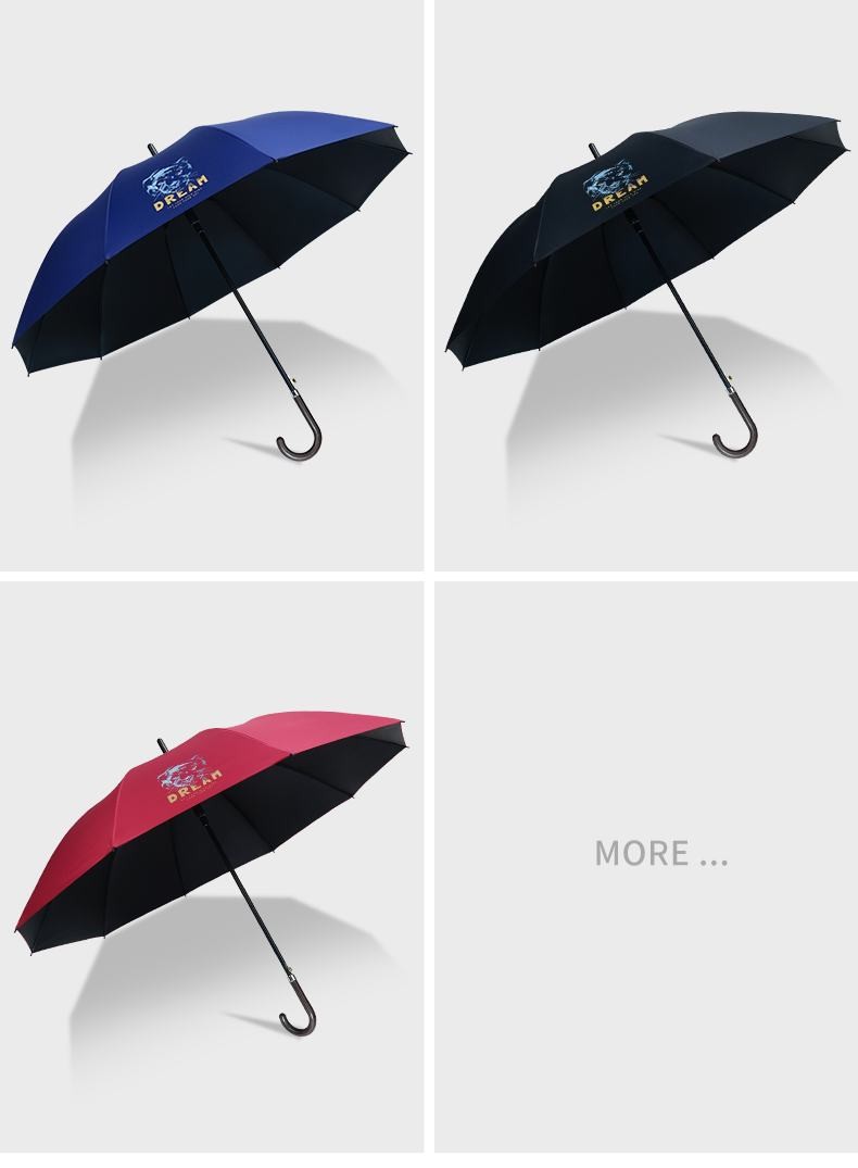 红叶直杆黑胶迅猛豹伞雨伞70cm*10K