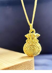 中国黄金福袋吊坠足金999挂坠福袋转运珠项链