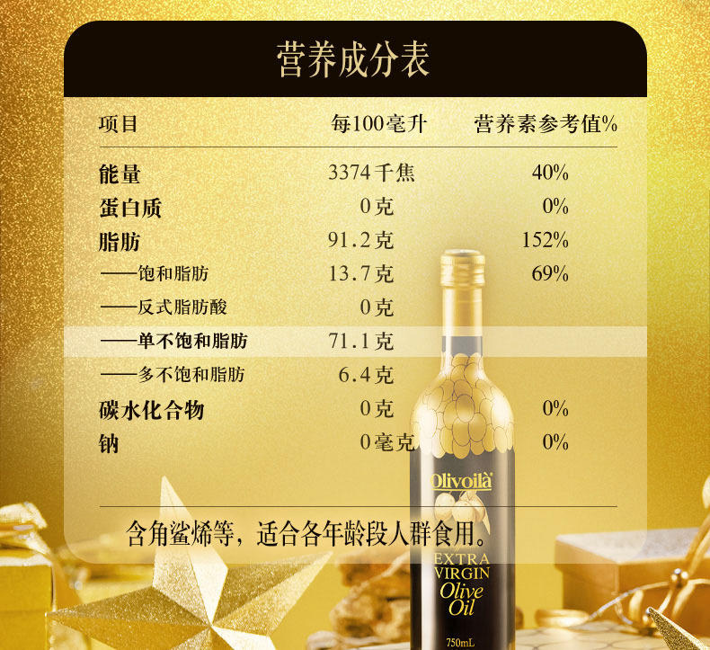 欧丽薇兰高多酚橄榄油750ml*2瓶礼盒