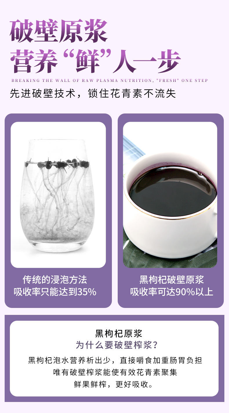 老农杞黑枸杞原浆青海格尔木原产黑枸杞鲜榨原浆50ml*10瓶/盒