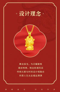 中国黄金（CHINA GOLD）999足金五福龙项链