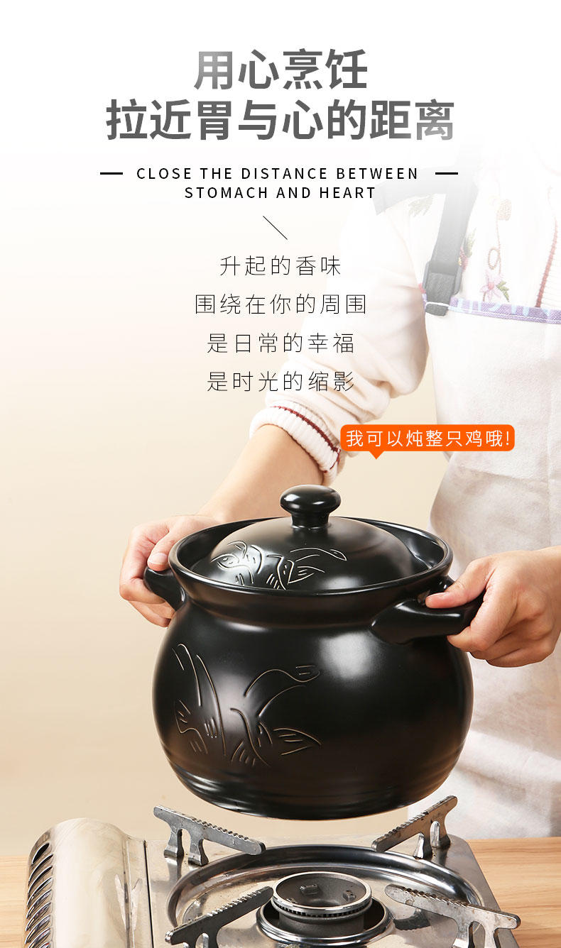 泥火匠 家用陶瓷耐热汤煲 无印系列3.5L耐热汤煲