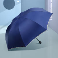 红叶三折包边黑胶伞防晒晴雨伞61CM*8K