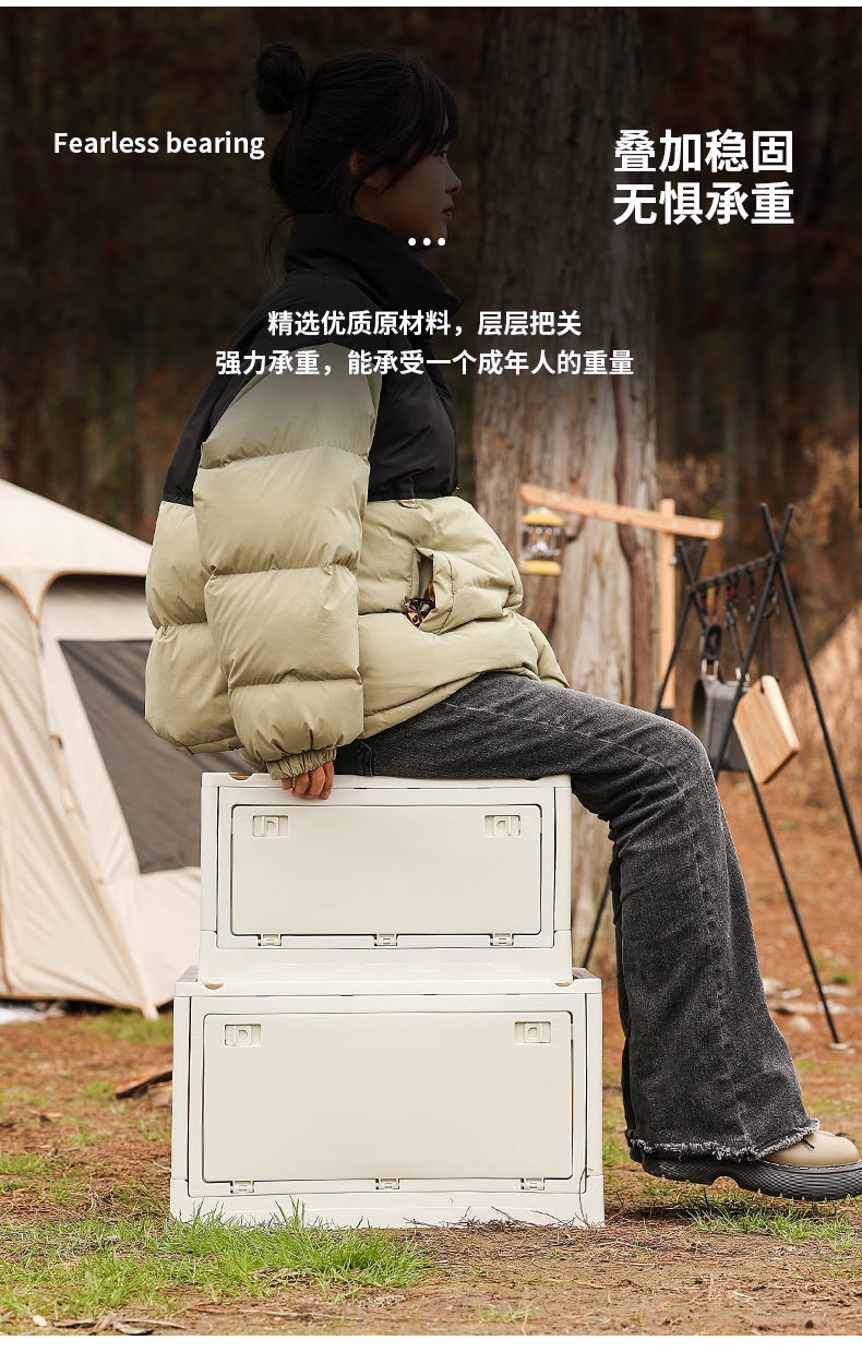 猎燕 户外五开木盖折叠箱LYWKZDX01