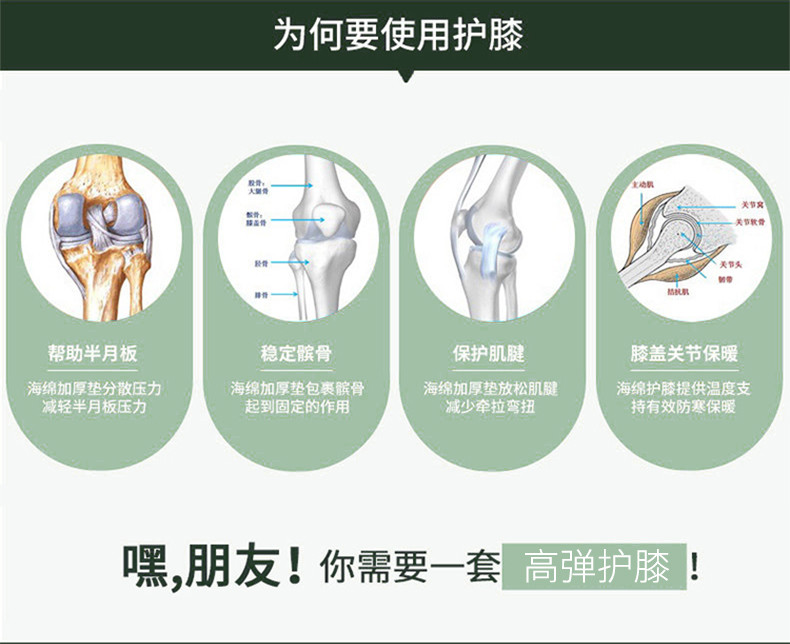 纤丝鸟艾草远红外自发热护膝保暖护腿老寒腿关节疼痛四季护膝短款 DTD191103-1