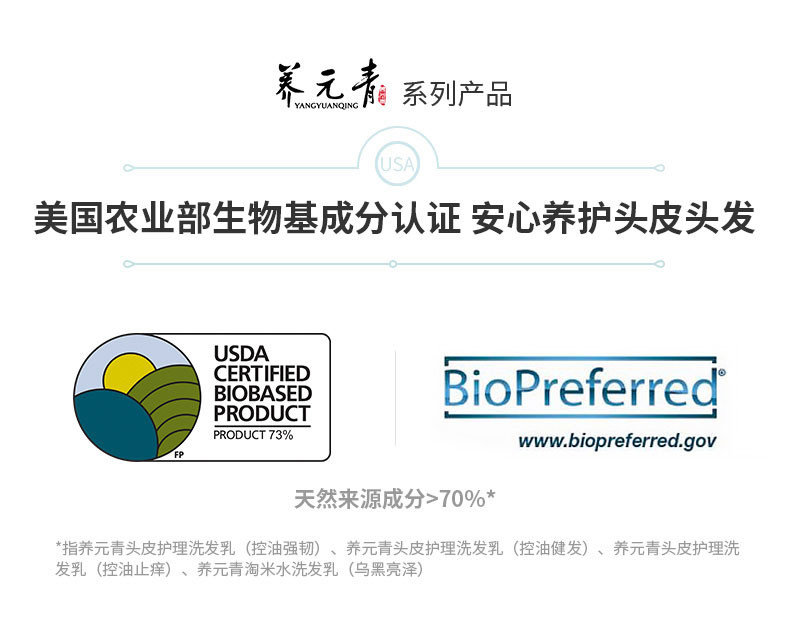 云南白药养元青洗发水控油健发短发防脱清爽去油蓬松大瓶装500ml 养元青控油健发洗发乳500ml*2瓶装