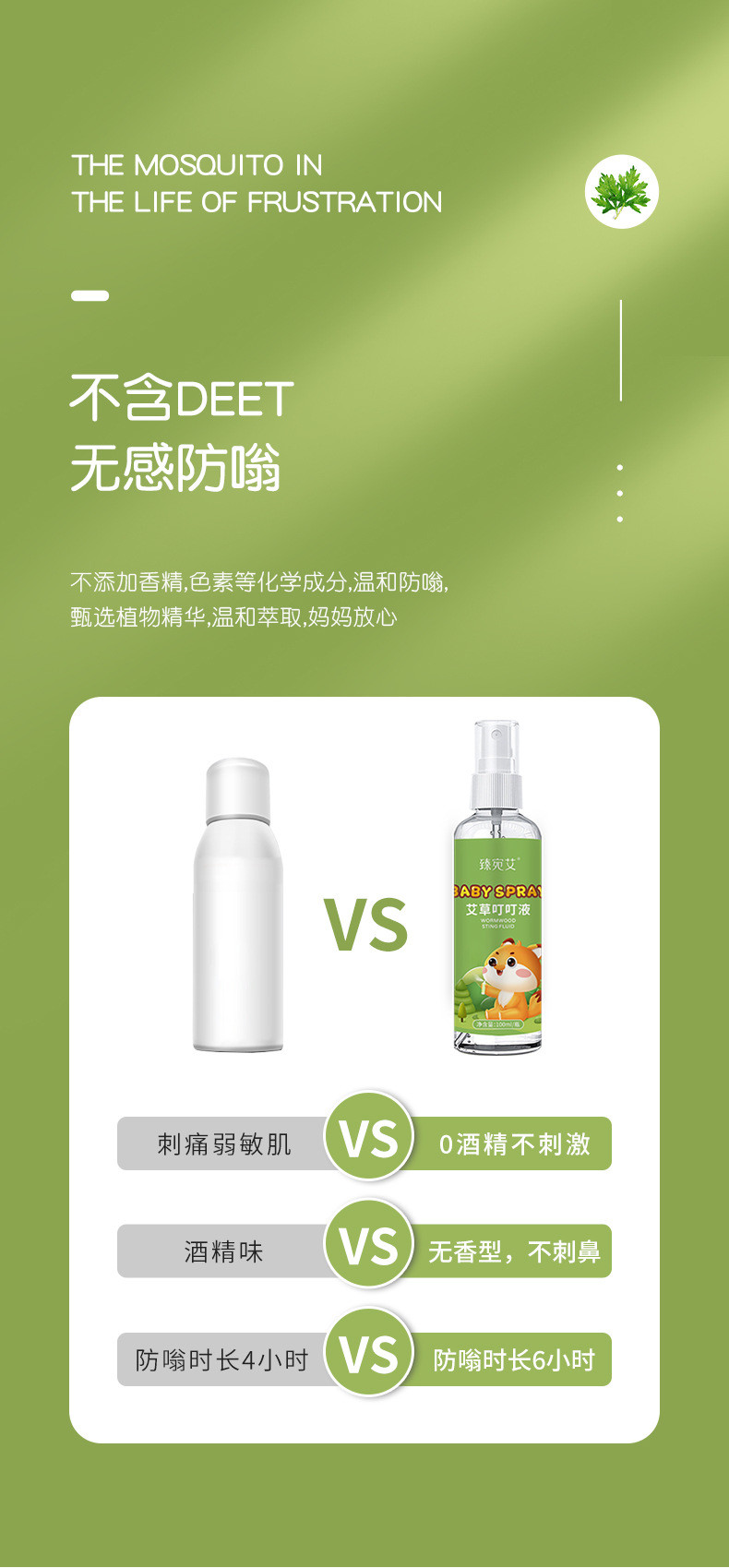 艾草叮叮液夏季家用宝宝防叮咬喷雾艾草花露水
