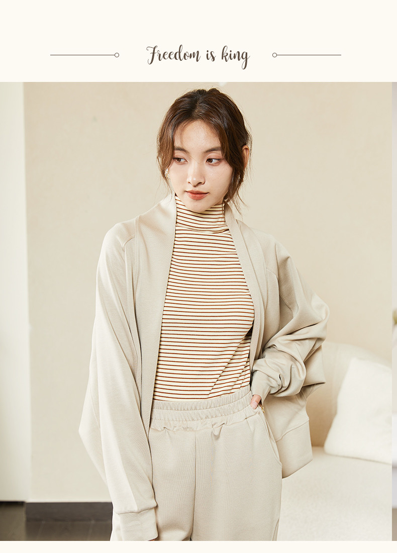 纤丝鸟 空气层休闲保暖可外穿家居服女士蝙蝠开衫 C23D64