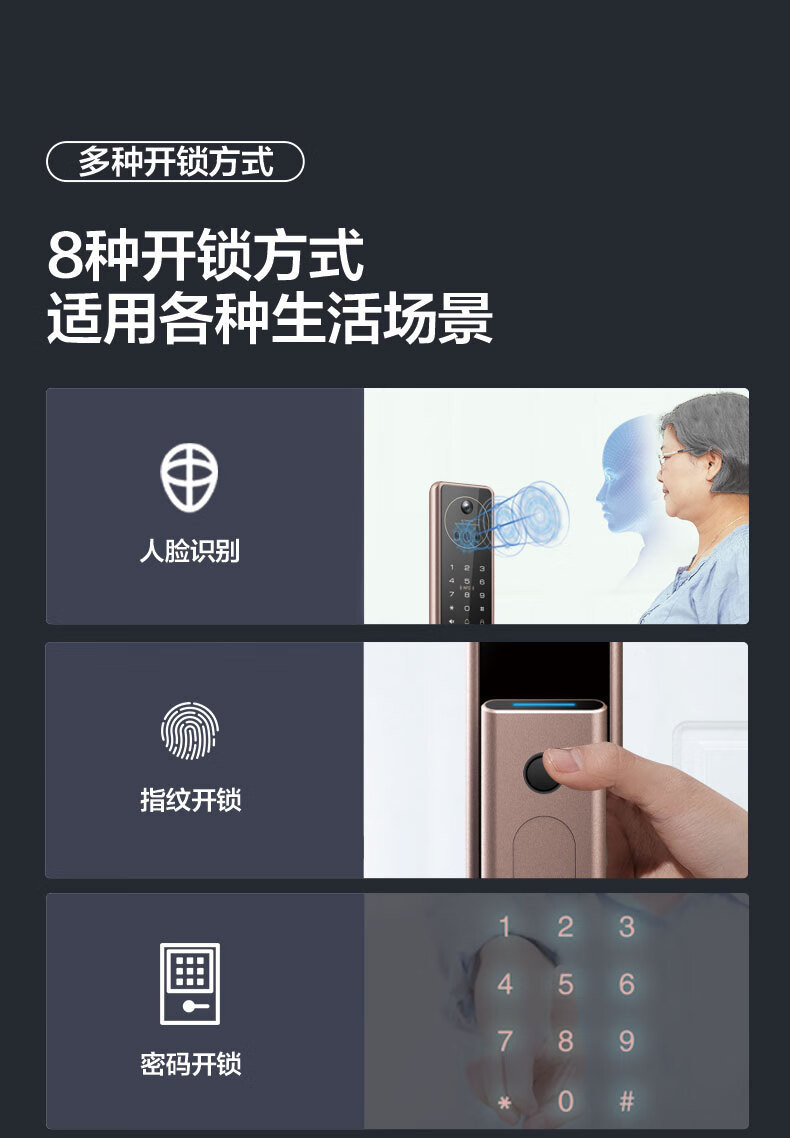 TCL指纹锁智能锁猫眼可视3D人脸识别防盗门智能门锁密码锁家用猫眼防盗电子锁[上门安装]TCL-X7S