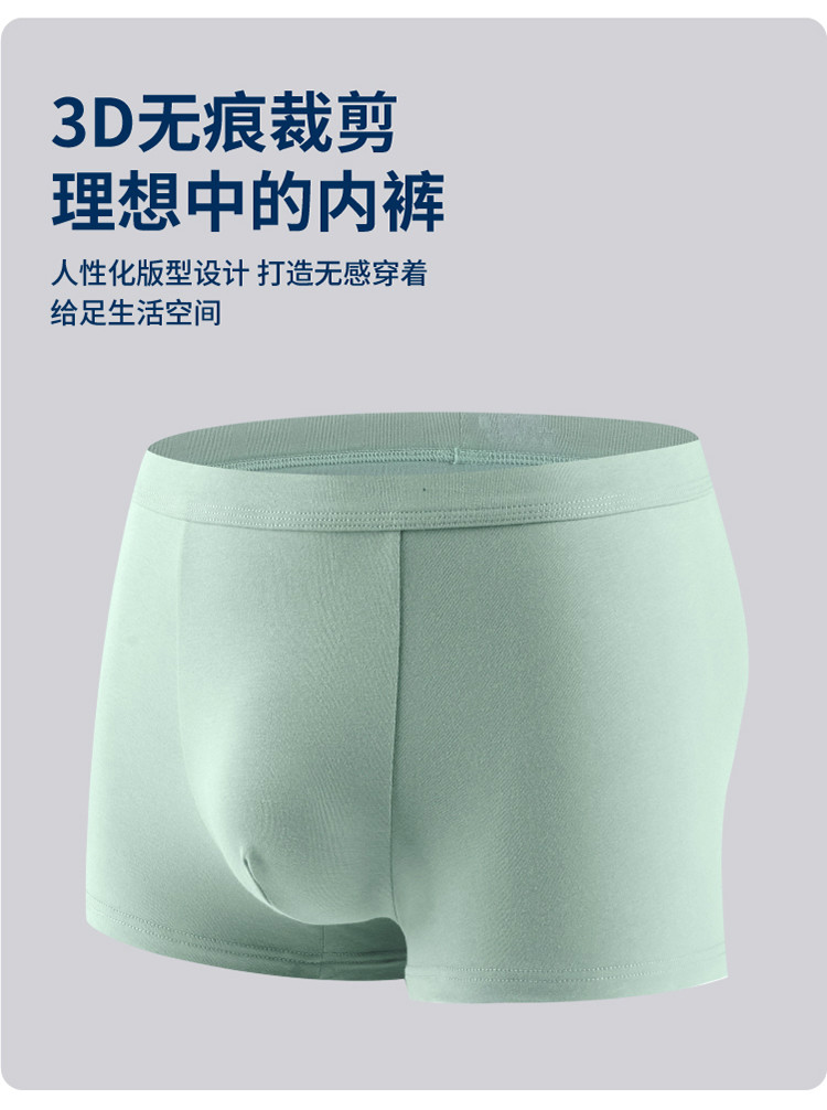 纤丝鸟 （3条装）国家AAA级抑菌标准高支高密新疆长绒棉超柔男士平角裤ZC2003