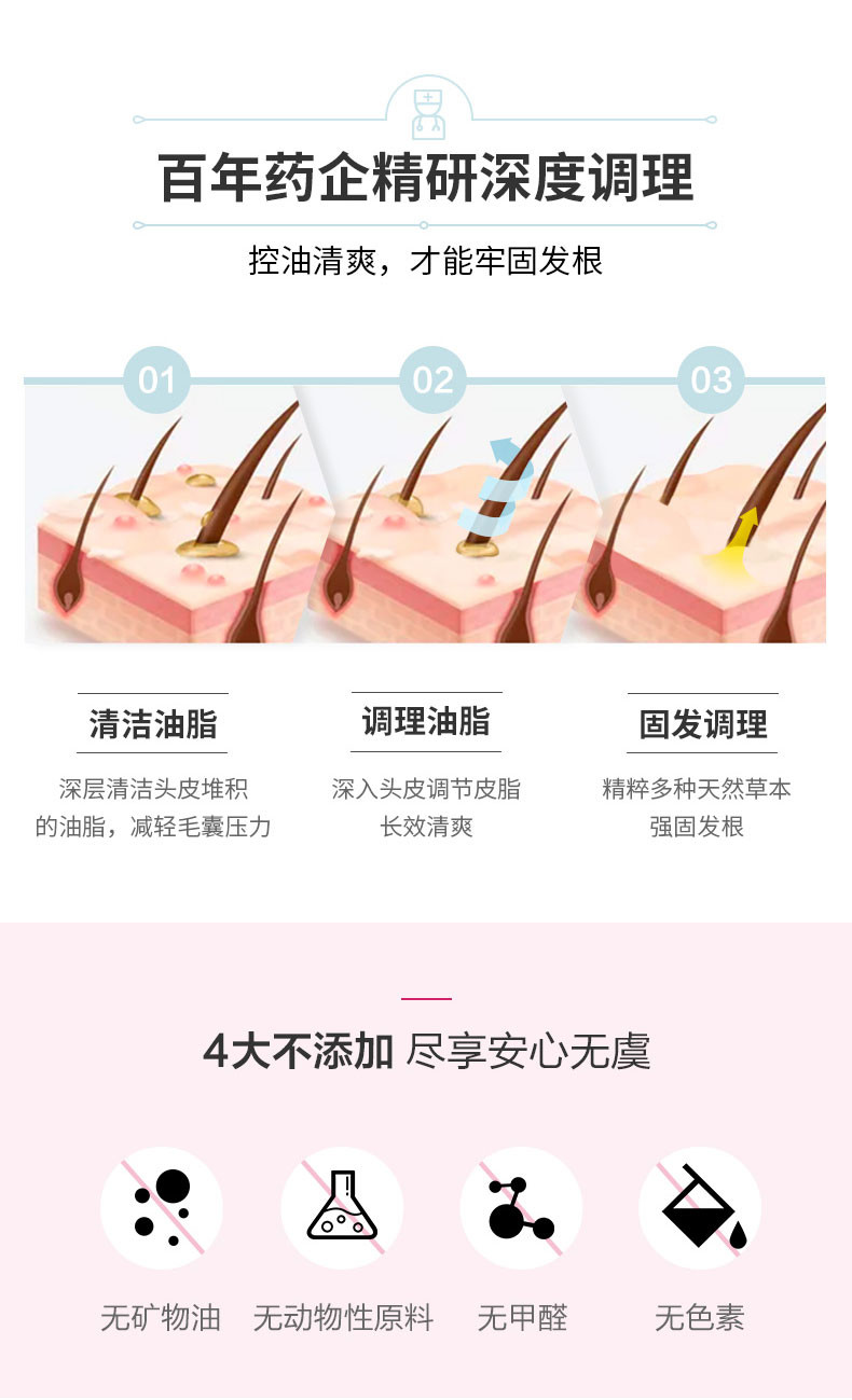云南白药养元青洗发水控油健发短发防脱清爽去油蓬松大瓶装500ml 养元青控油健发洗发乳500ml*2瓶装