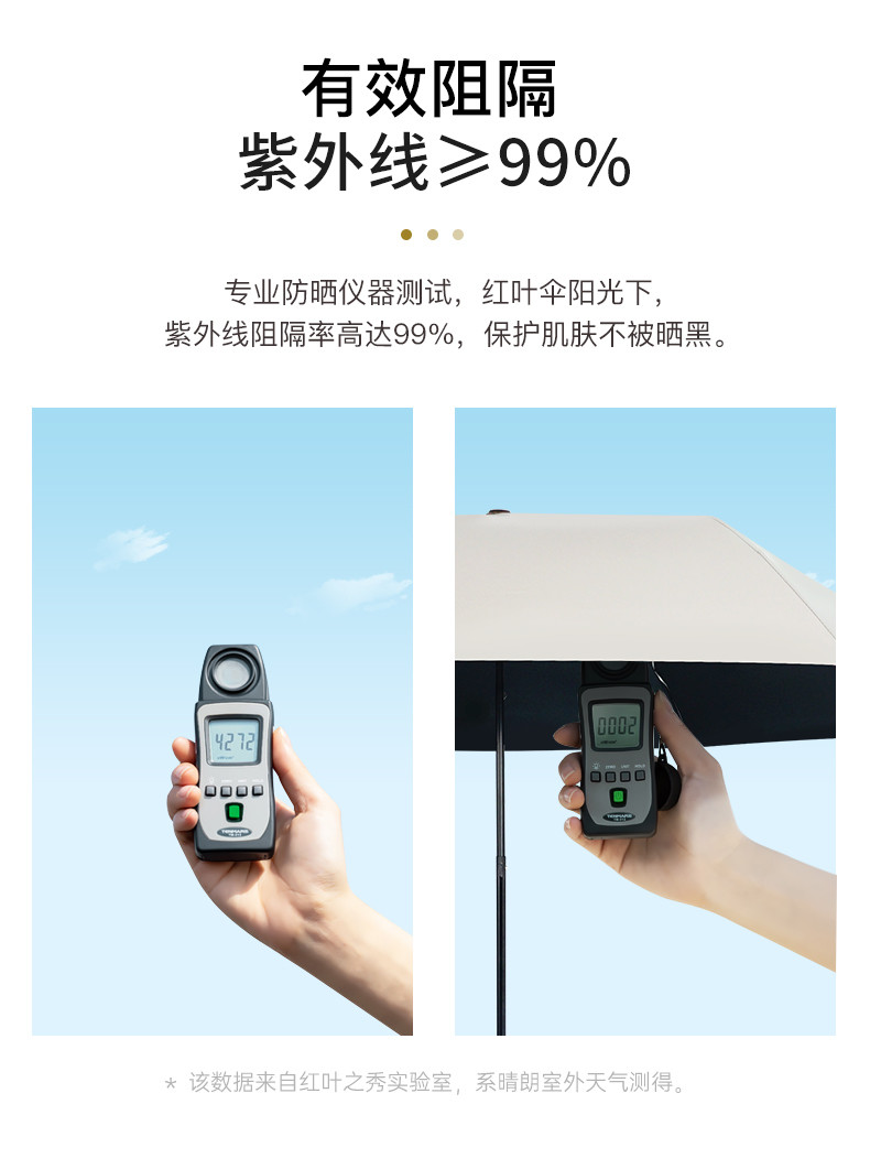 红叶三折彩胶超扁伞防晒遮阳伞