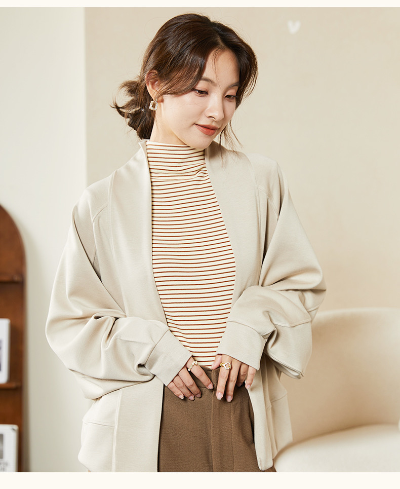 纤丝鸟 空气层休闲保暖可外穿家居服女士蝙蝠开衫 C23D64