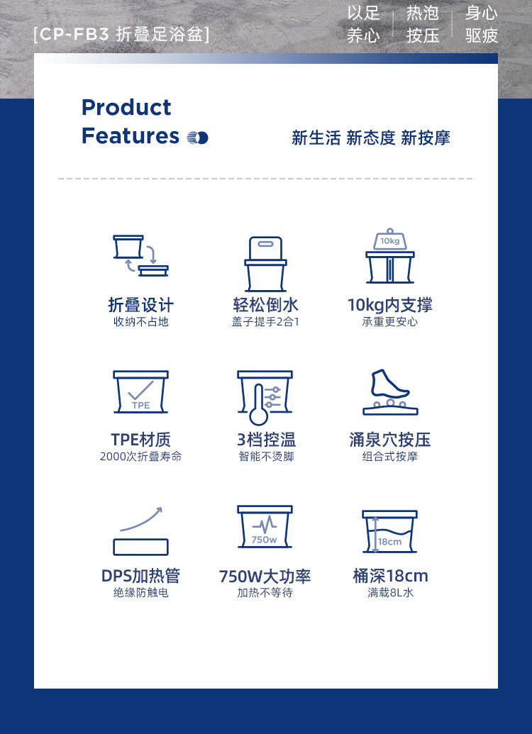 西莱森 折叠足浴盆CP-FB3