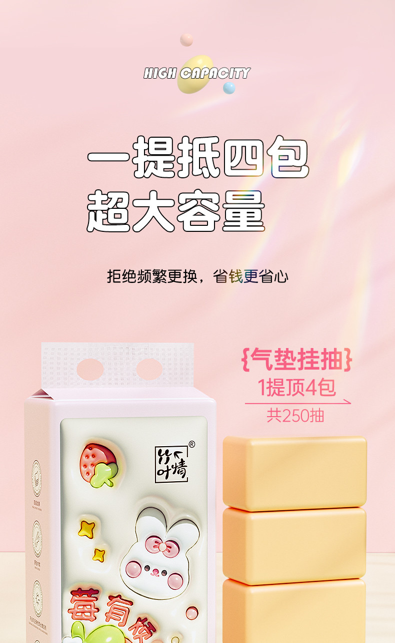 ZYQ-46715竹叶情白色气垫挂式抽纸（莓有烦恼）