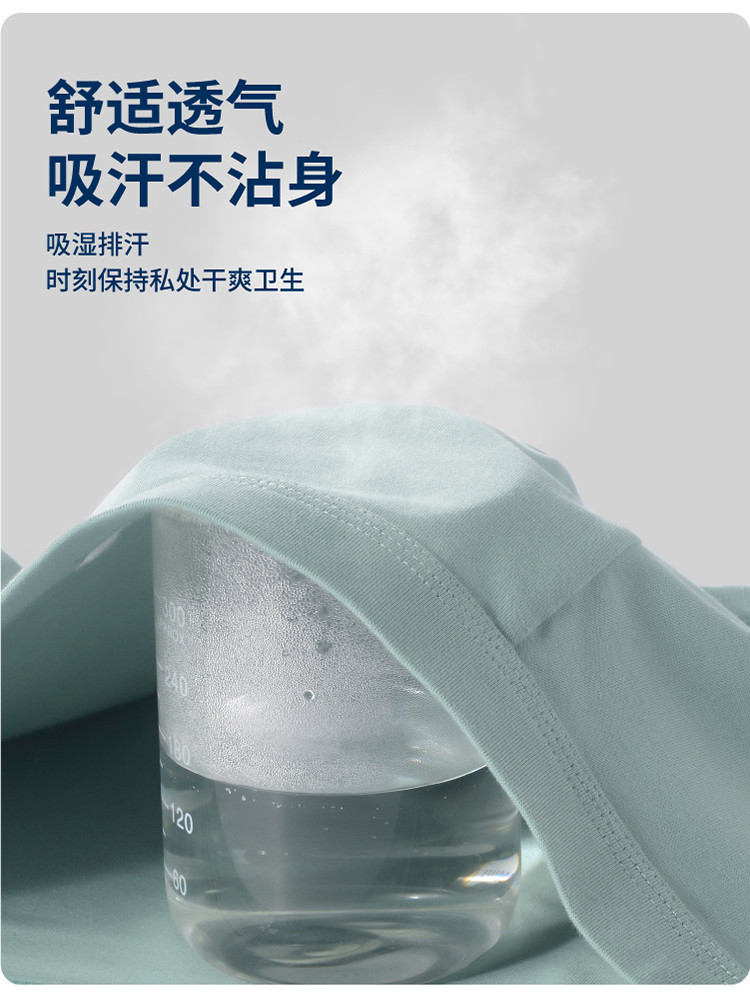 纤丝鸟 （3条装）国家AAA级抑菌标准高支高密新疆长绒棉超柔男士平角裤ZC2003