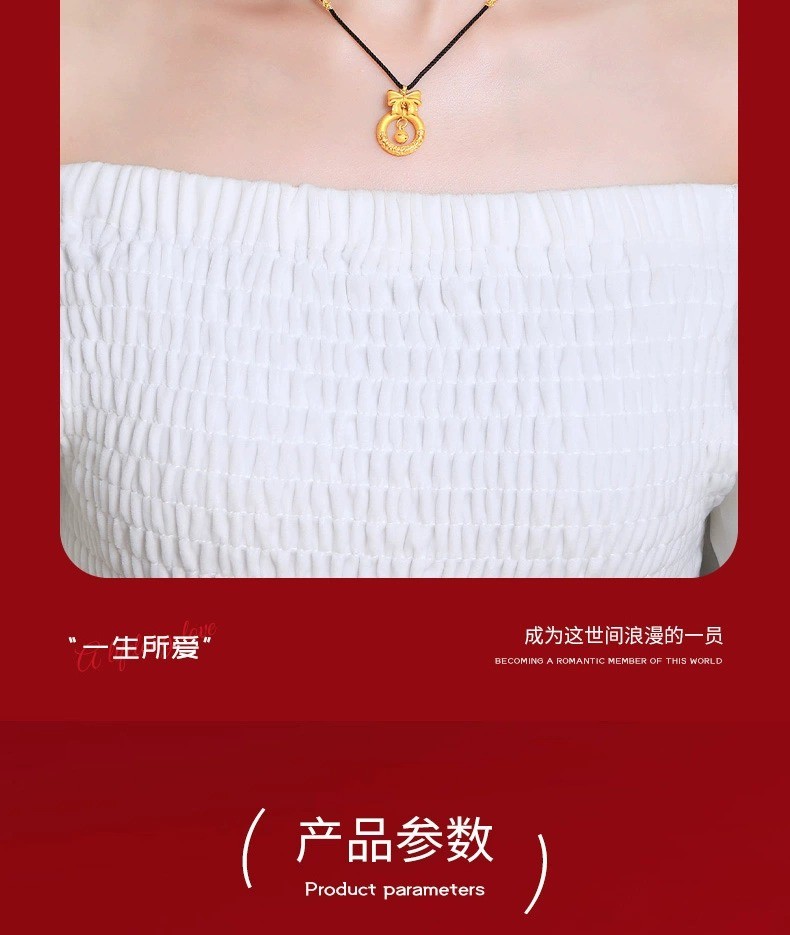 中国黄金在逃公主黄金吊坠女足金国潮蝴蝶结铃铛