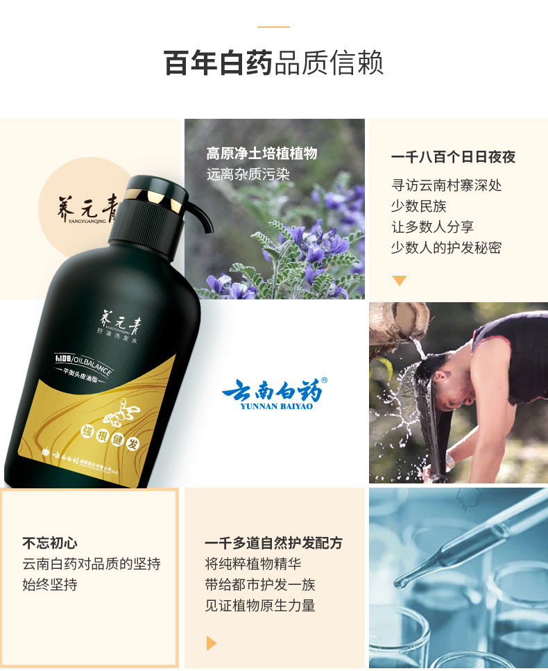 云南白药养元青小养无硅油生姜洗发水净爽控油蓬松 养元青强根健发洗发水（生姜）500ml*2瓶装