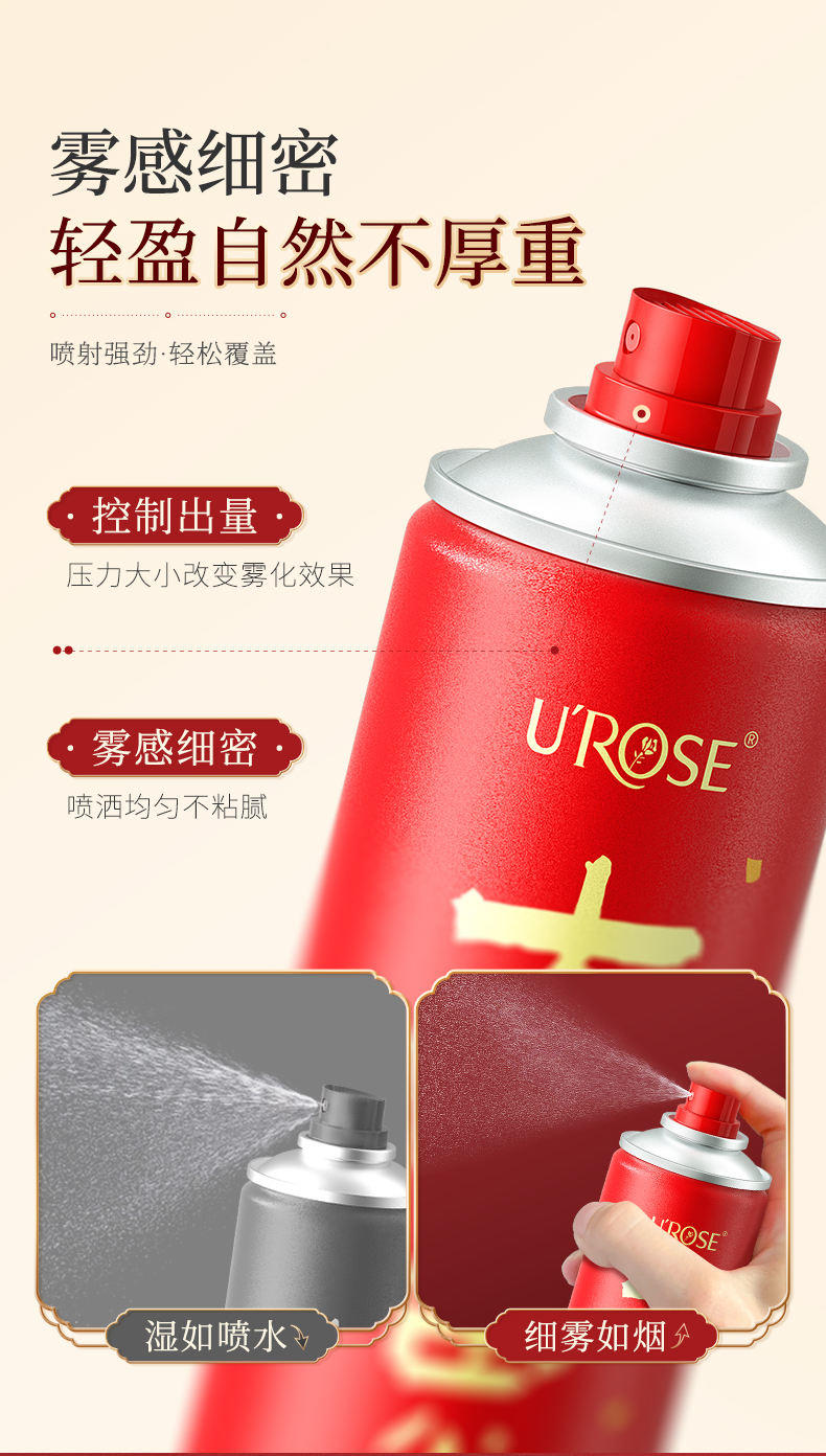 UROSE蓬松感定型喷雾清爽不油腻持久定型 喷雾150ml*3瓶（大有钱兔）