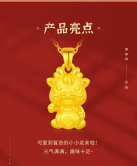 中国黄金（CHINA GOLD）999足金五福龙项链