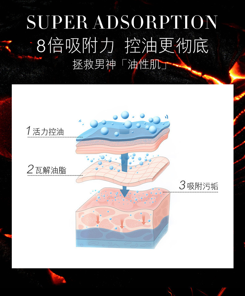 韩美素男士火山岩控油保湿面膜(升级版)25ml*10片HMSDS89558