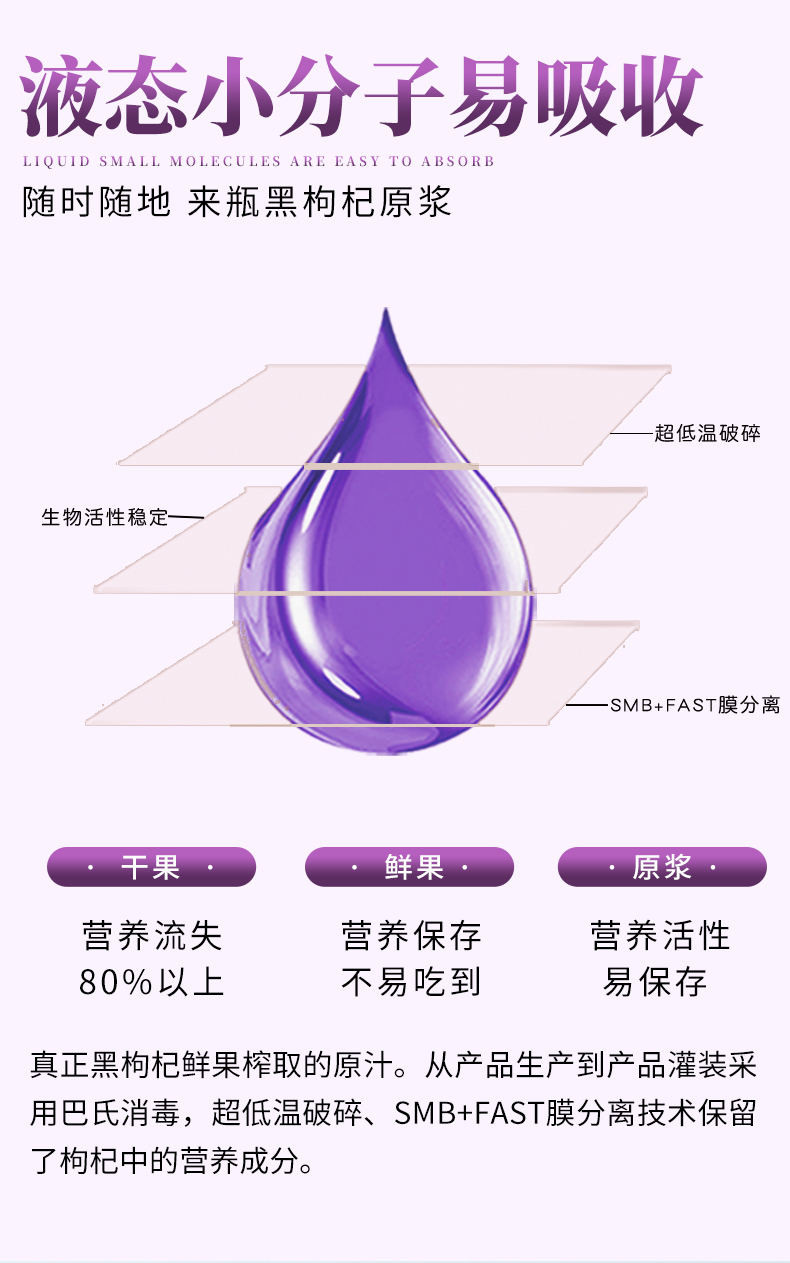 老农杞黑枸杞原浆青海格尔木原产黑枸杞鲜榨原浆50ml*10瓶/盒