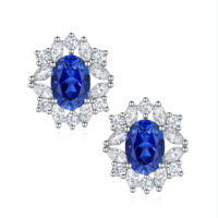 金六福珠宝 美丽遇见系列斯里兰卡进口蓝宝石耳钉 CR205 蓝宝石/2克拉（单边）
