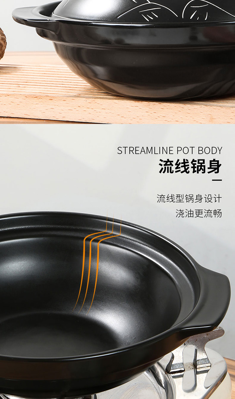 泥火匠 家用陶瓷 无印系列-23cm尖耳煲1300ml