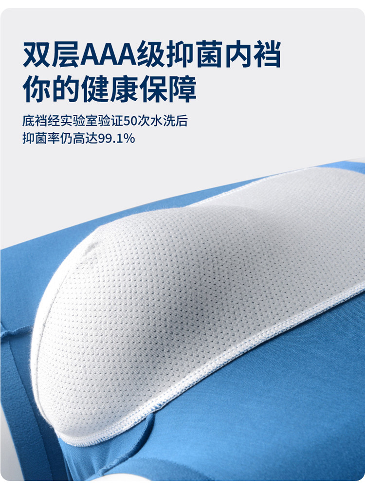 纤丝鸟 （3条装）80支奥地利兰精超细莫代尔国家AAA级抗菌标准无痕男士平角裤ZC8006