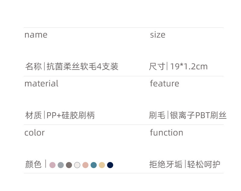 小头细软毛抑菌牙刷四支装E171