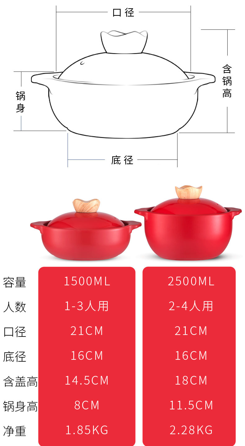 泥火匠 耐高温家用 悦享-好运来干烧炖锅【1500ml适用1-3人】