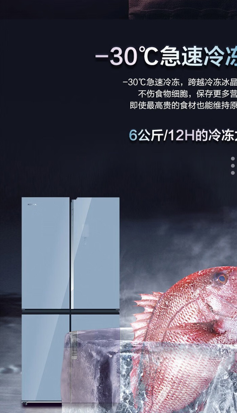 康佳451升一级能效双变频十字对开门大冰箱ION云离子保鲜风冷无霜BCD-451WP4CJ-A