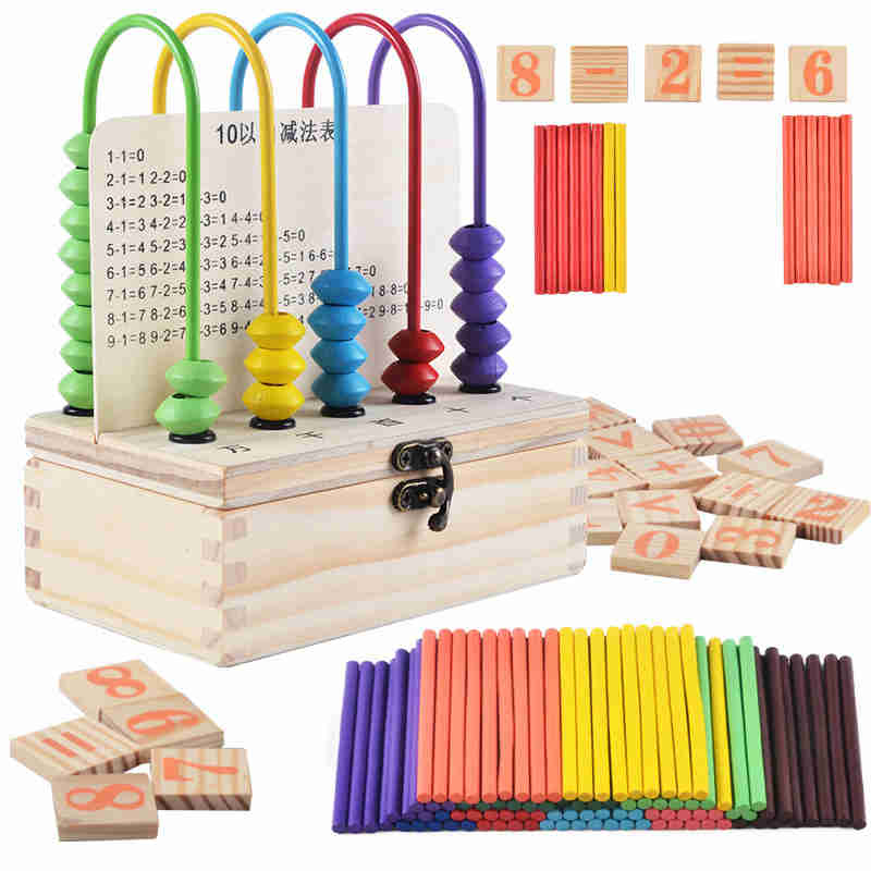十档计算架数字益智玩具木制算术珠算架幼儿园早教教具