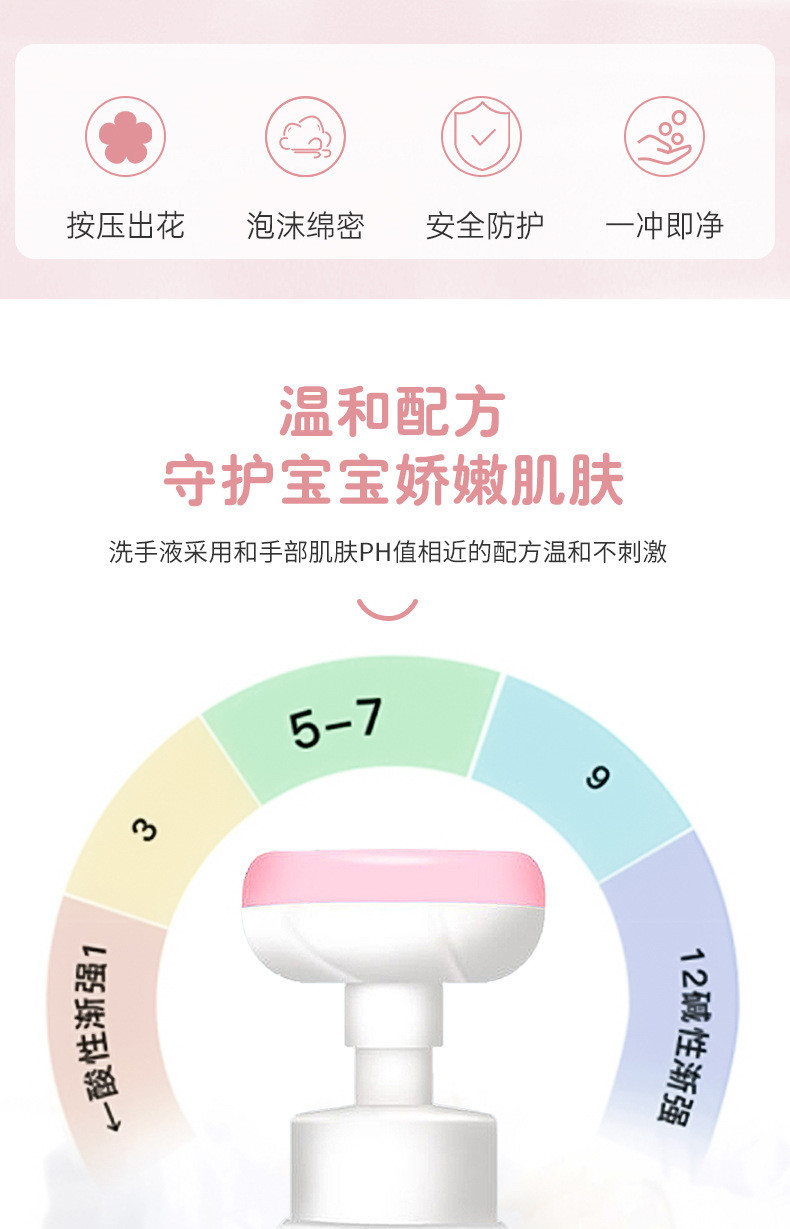 儿童花朵泡沫洗手液 300ml按压瓶泡泡便携洗手液