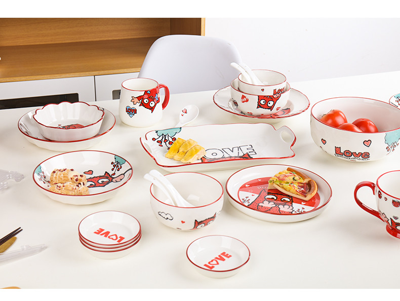 顺祥x小怪兽阿蒙创意卡通耐高温家用可微波 4.5英寸饭碗2件套