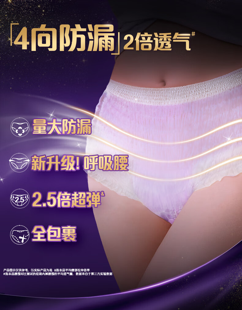 护舒宝第2代考拉安睡裤安心裤XL码4条超长夜用夜安裤裤型卫生巾姨妈巾