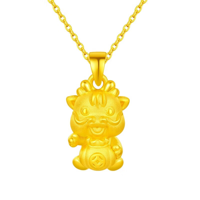 中国黄金（CHINA GOLD）999足金五福龙项链