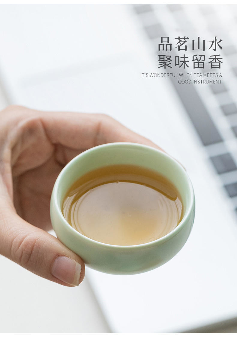 猎燕绿色一壶4杯+茶叶罐+茶巾茶夹+四方盘+四方包LYBJCH04