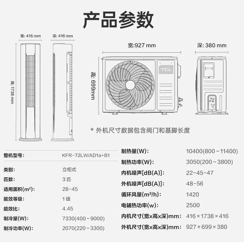 TCL空调 大3匹 新一能效级 智柔风不着凉客厅 圆柱立柜式空调 KFR-72LW/AD1a+B1（含基础安装）