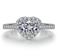 金六福珠宝 比利时进口魔星钻MJ245 白钻 /2克拉女士戒指
