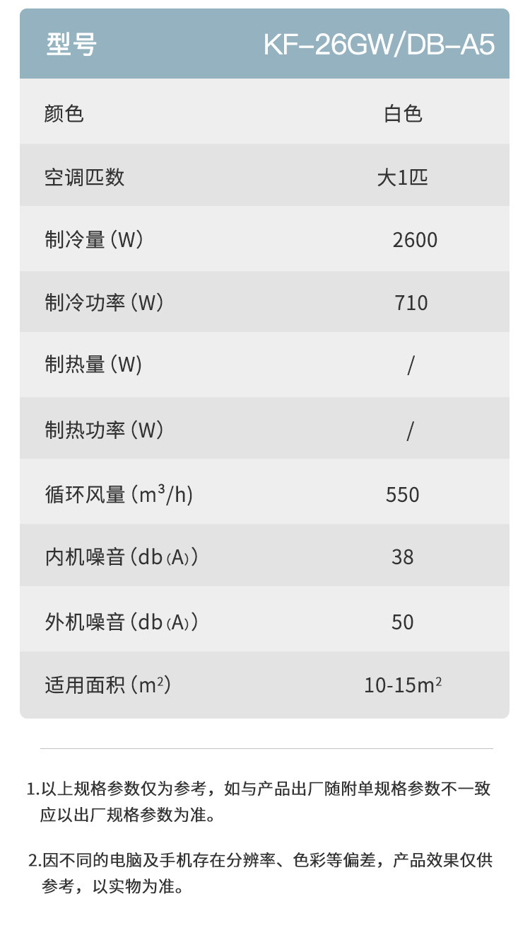 康佳定频 新能效 快速制冷 大风量 家用独立除湿壁挂式自清洁 空调 五级能效 KF-26GW/DB-A5 大1匹（含安装）