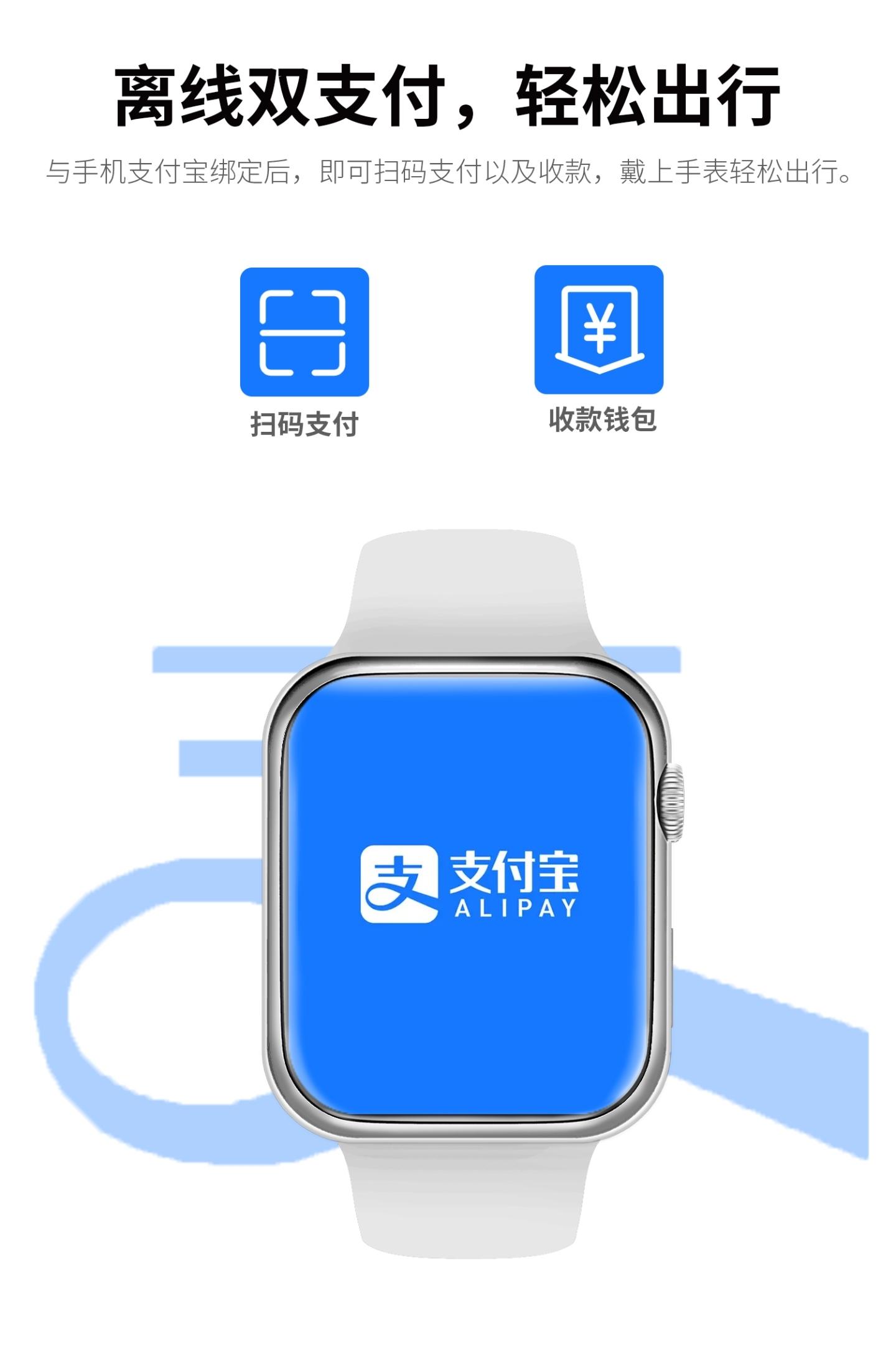 LEFIT勒菲特watch7plus支付型智能蓝牙通话 手表多功能运动手表银色