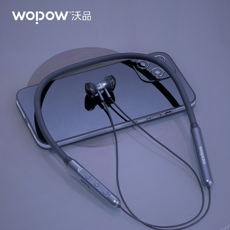 沃品蓝牙耳机硅胶项圈挂脖式运动跑步低音适用于苹果安卓手机BT31