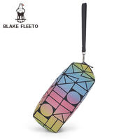 BLAKE FLEETO 香港鸟化妆包时尚彩虹菱格色手提收纳包