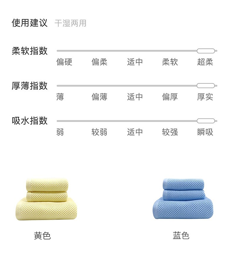 纤丝鸟长绒棉蜂窝浴巾毛巾组合 一条毛巾加一条浴巾（颜色随机发）