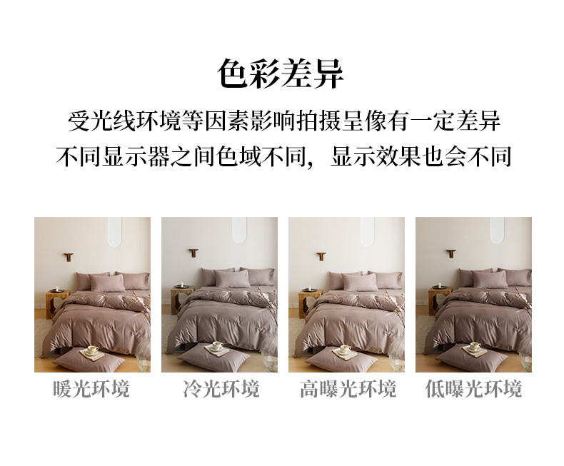 红秀世纺 60s全棉贡缎四件套（美好人生）（咖色）HX2211-C006