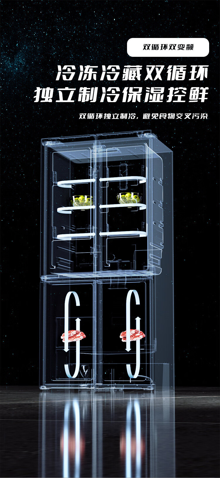 康佳线下专供高端十五天生态原鲜康佳506Pro月岩白玻璃超薄零嵌除菌净味十字对开冰箱BCD-506WP4CJSM-A